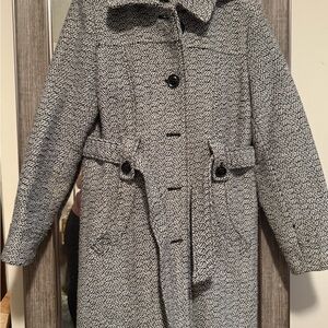 Women's Black and White Tweed Coat